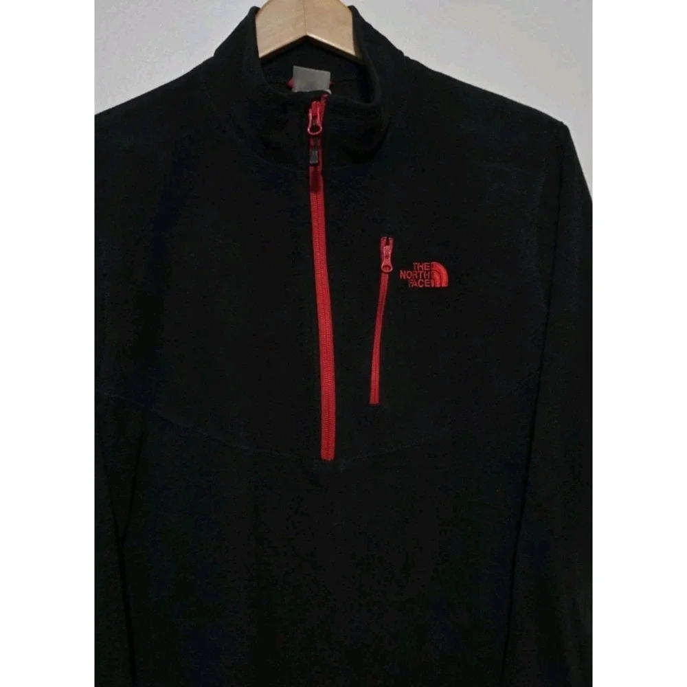 The North Face‎ Men Sz L Black 1/2 Zip Fleece Gridlock Pullover Polartec Black